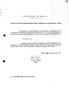 Resolução do Conselho de Ensino, Pesquisa e Extensão nº 0104/1998