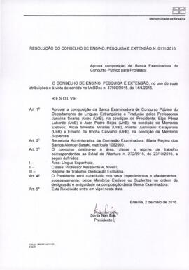 Resolução do Conselho de Ensino, Pesquisa e Extensão nº 0111/2016