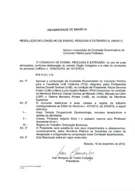 Resolução do Conselho de Ensino, Pesquisa e Extensão nº 0258/2012
