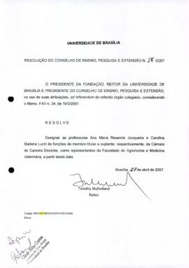 Resolução do Conselho de Ensino, Pesquisa e Extensão nº 0018/2007