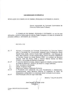 Resolução do Conselho de Ensino, Pesquisa e Extensão nº 0065/2010