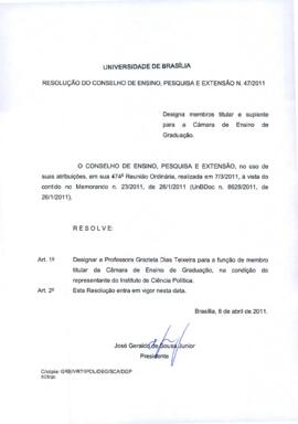 Resolução do Conselho de Ensino, Pesquisa e Extensão nº 0047/2011