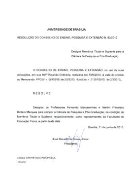 Resolução do Conselho de Ensino, Pesquisa e Extensão nº 0083/2010