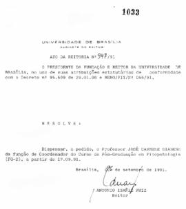 Ato da Reitoria nº 0947/1991