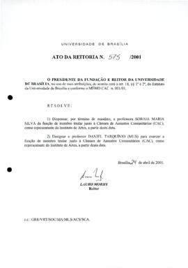 Ato da Reitoria nº 0575/2001