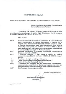 Resolução do Conselho de Ensino, Pesquisa e Extensão nº 0157/2012