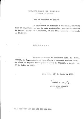 Ato da Reitoria nº 0206/1989