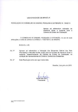 Resolução do Conselho de Ensino, Pesquisa e Extensão nº 0138/2013