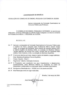 Resolução do Conselho de Ensino, Pesquisa e Extensão nº 0083/2009