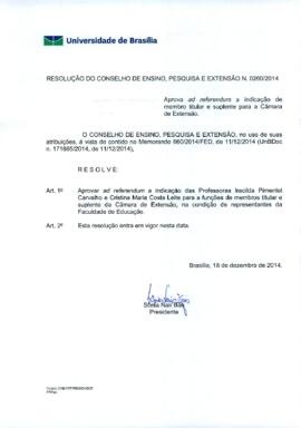 Resolução do Conselho de Ensino, Pesquisa e Extensão nº 0260/2014