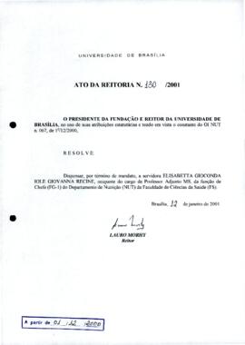 Ato da Reitoria nº 0130/2001