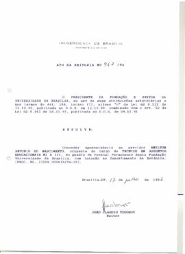 Ato da Reitoria nº 0967/1996