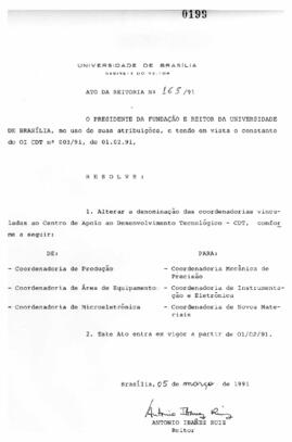 Ato da Reitoria nº 0165/1991