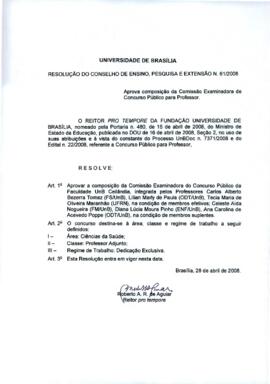 Resolução do Conselho de Ensino, Pesquisa e Extensão nº 0061/2008