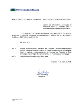 Resolução do Conselho de Ensino, Pesquisa e Extensão nº 0107/2015