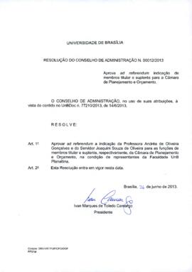 Resolução do Conselho de Administração nº 0012/2013