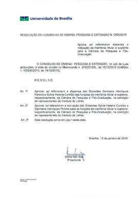 Resolução do Conselho de Ensino, Pesquisa e Extensão nº 0005/2016