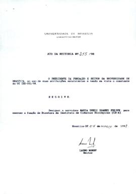 Ato da Reitoria nº 0215/1998