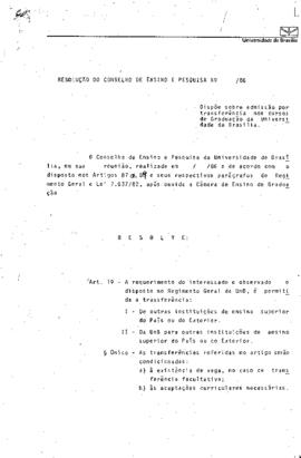 Resolução do Conselho de Ensino, Pesquisa e Extensão nº SN.0002/1986