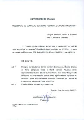 Resolução do Conselho de Ensino, Pesquisa e Extensão nº 0203/2011