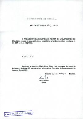 Ato da Reitoria nº 0402/2002