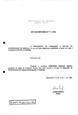 Ato da Reitoria nº 0021/1999