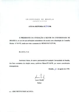 Ato da Reitoria nº 1249/1998