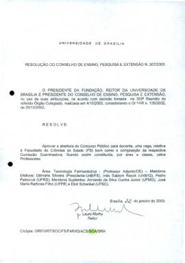 Resolução do Conselho de Ensino, Pesquisa e Extensão nº 0007/2003