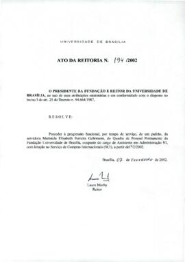 Ato da Reitoria nº 0194/2002