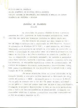 Relatório de Atividades 1º semestre de 1987