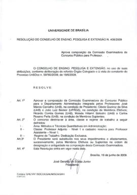 Resolução do Conselho de Ensino, Pesquisa e Extensão nº 0408/2009