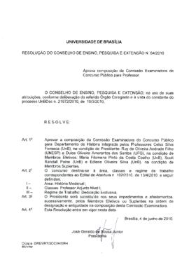 Resolução do Conselho de Ensino, Pesquisa e Extensão nº 0064/2010