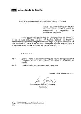 Resolução do Conselho Universitário nº 0001/2014