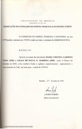 Resolução do Conselho de Ensino, Pesquisa e Extensão nº 0084/1996