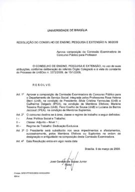 Resolução do Conselho de Ensino, Pesquisa e Extensão nº 0096/2009