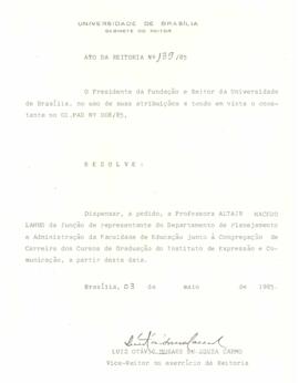 Ato da Reitoria nº 0139/1985