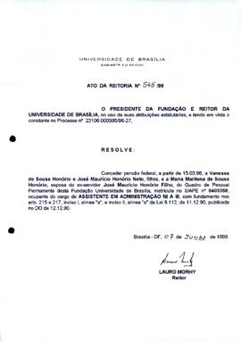 Ato da Reitoria nº 0545/1999