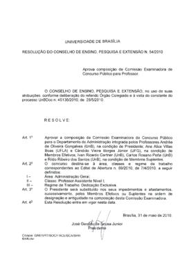 Resolução do Conselho de Ensino, Pesquisa e Extensão nº 0054/2010