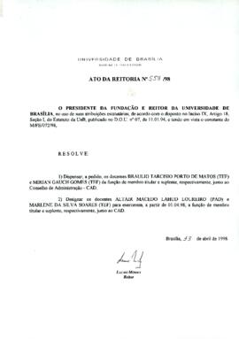 Ato da Reitoria nº 0559/1998