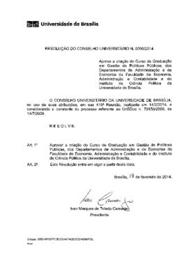 Resolução do Conselho Universitário nº 0006/2014
