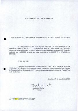 Resolução do Conselho de Ensino, Pesquisa e Extensão nº 0101/2002