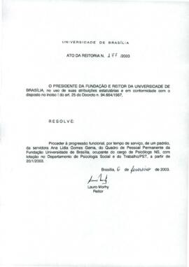 Ato da Reitoria nº 0177/2003