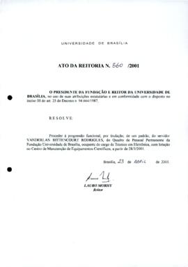 Ato da Reitoria nº 0560/2001