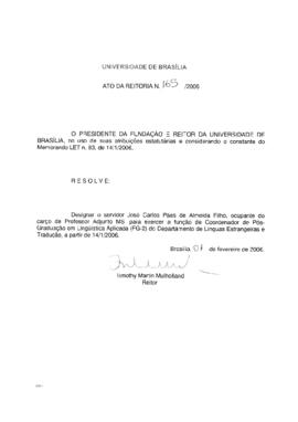 Ato da Reitoria nº 0165/2006