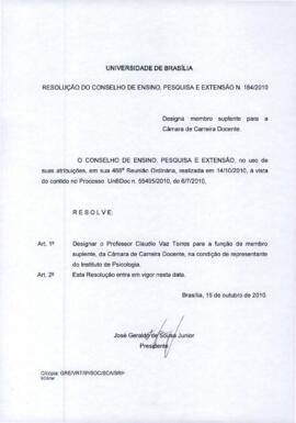 Resolução do Conselho de Ensino, Pesquisa e Extensão nº 0184/2010