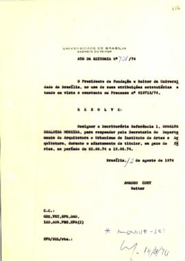 Ato da Reitoria nº 0721/1974