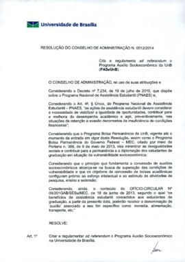 Resolução do Conselho de Administração nº 0012/2014