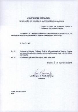 Resolução do Conselho Universitário nº 0043/2012