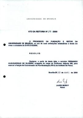 Ato da Reitoria nº 0195/2000