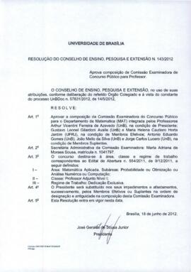 Resolução do Conselho de Ensino, Pesquisa e Extensão nº 0143/2012